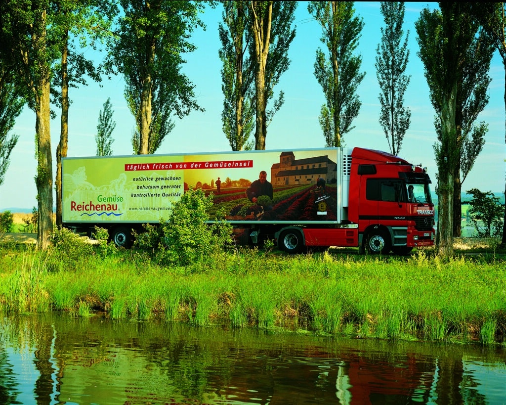 Reichenau-Gemüse eG - Leitmotiv - LKW auf der Reichenauer Allee